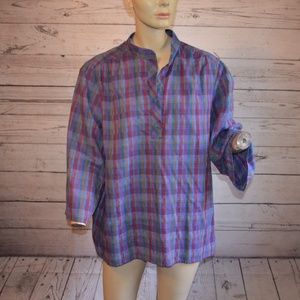 Folio by Fire Islander Woman Purple Plaid Shirt 42